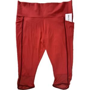 Athleta Salutation Capri Leggings 3X Plus Red Mesh Pocket NWT Lychee Stretch